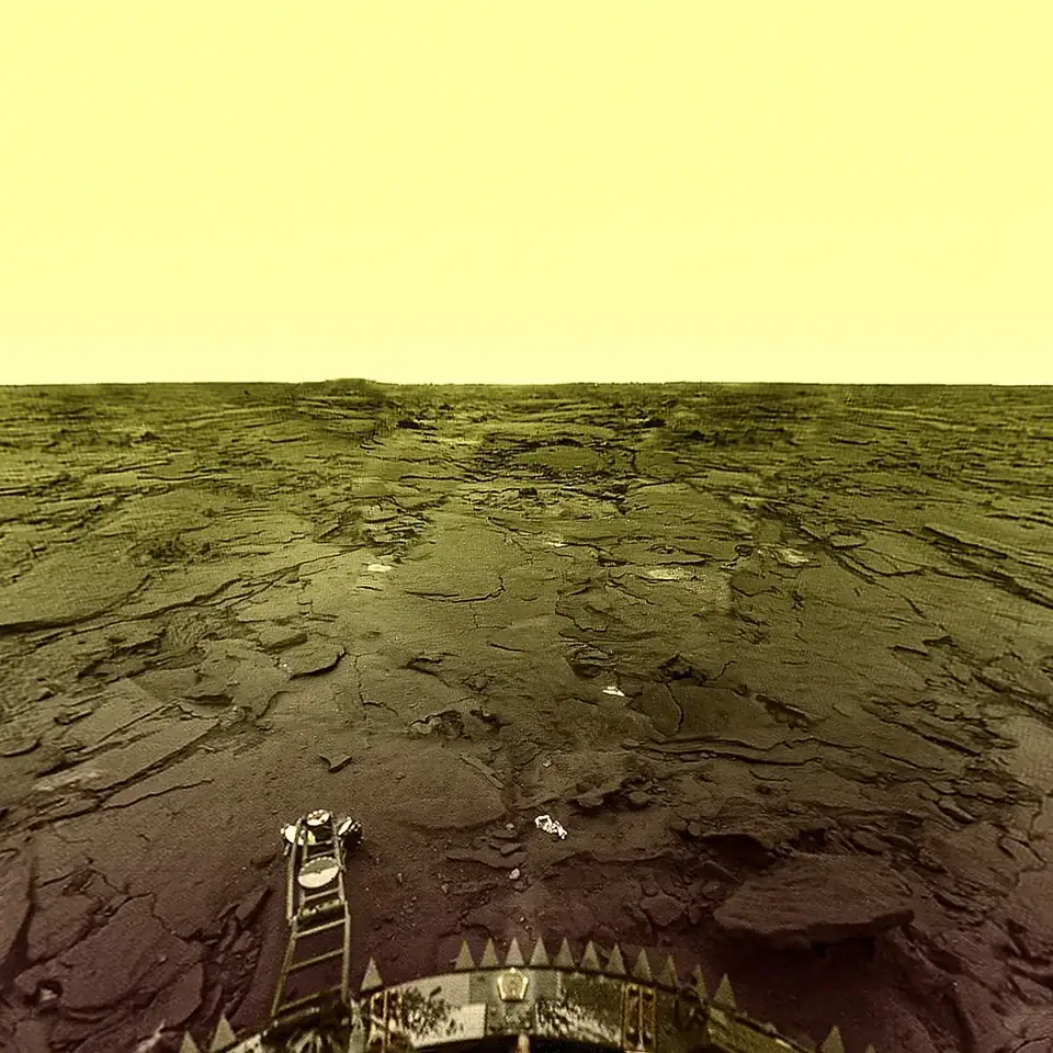 Panorama couleur de la surface de Vénus par la sonde Venera 13 - Exploration russe Vénus